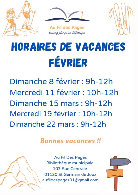 Couverture de Horaires Vacances de f&eacute;vrier  