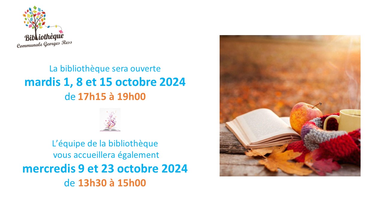 Couverture de Horaires d'ouverture octobre 2024