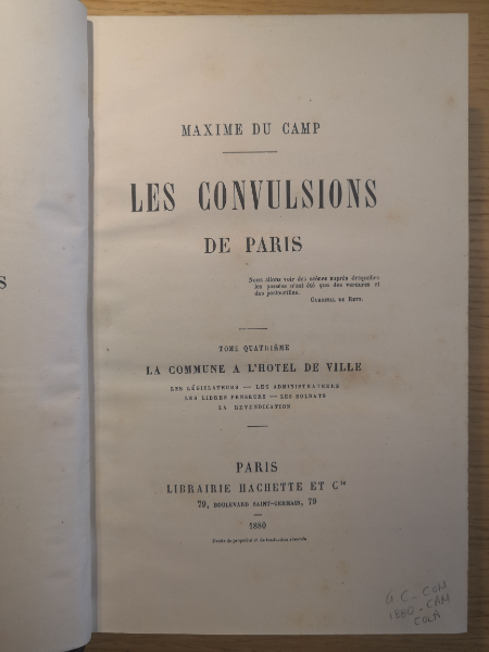 Couverture de Les Convulsions de Paris : Tome IV : La Commune à l'Hôtel de ville